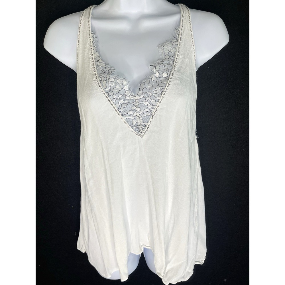 Mustard Seed White Razorback Flowy White Tank Top L Boho Cottagecore Coquette